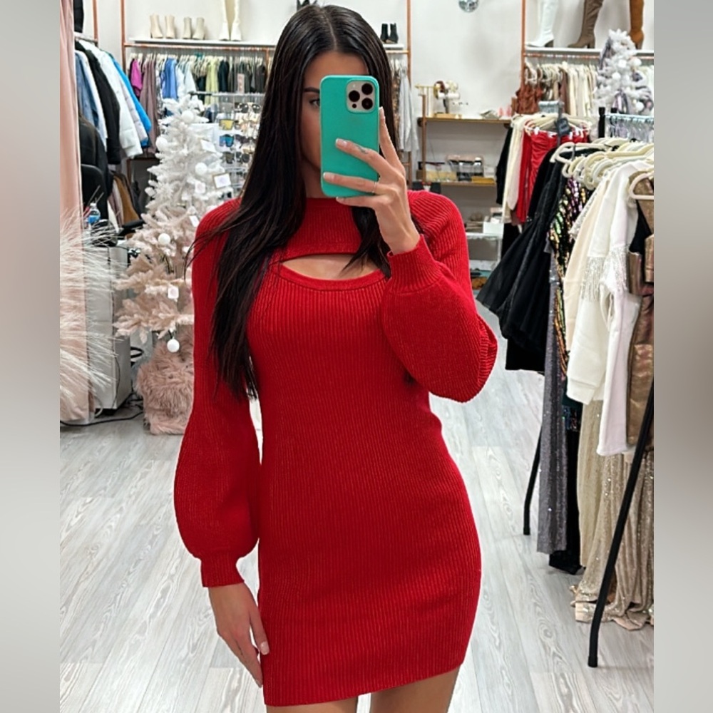 Elegant Red Knit Dress